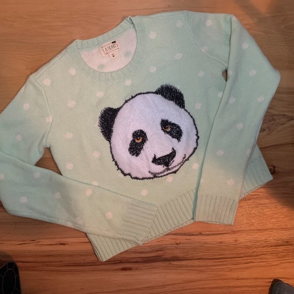 cottagecore crop polka dot panda sweater urban outfitters y2k - Picture 5 of 8